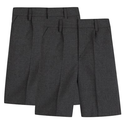 Debenhams Boys' pack of two grey school shorts